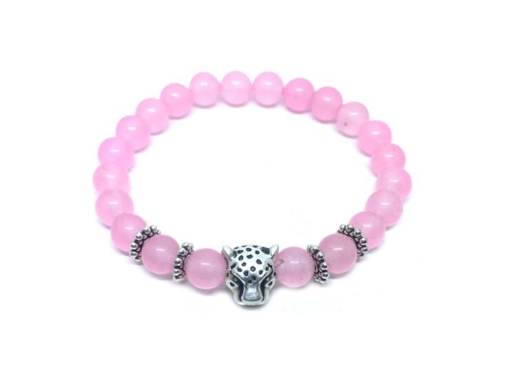 Rose Quartz Bead Leopard Bracelet