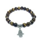 Tiger Eye Hamsa Charm Bracelet