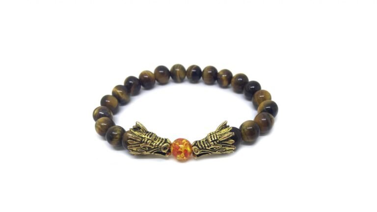 Tiger Eye Bead Dragon Bracelet