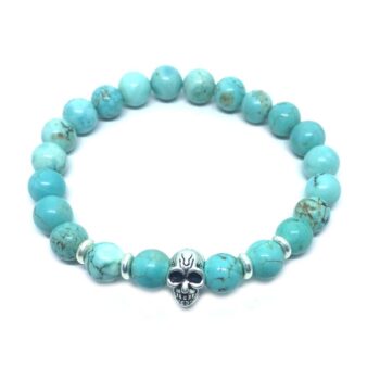 Turquoise Bead Skull Bracelet