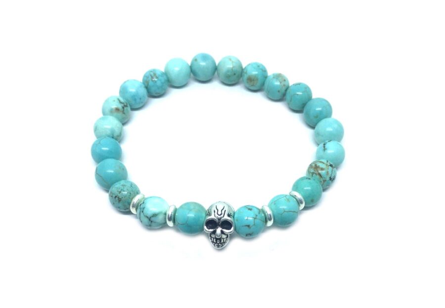 Turquoise Bead Skull Bracelet