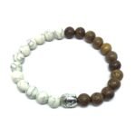 Buddha Howlite & Wooden Bracelet