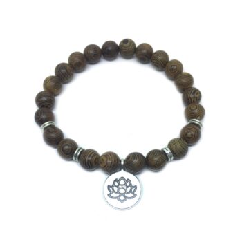 Wooden Bead Bracelet With Lotus