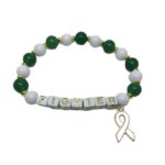 White & Green Bead FIGHTER Awareness Bracelet