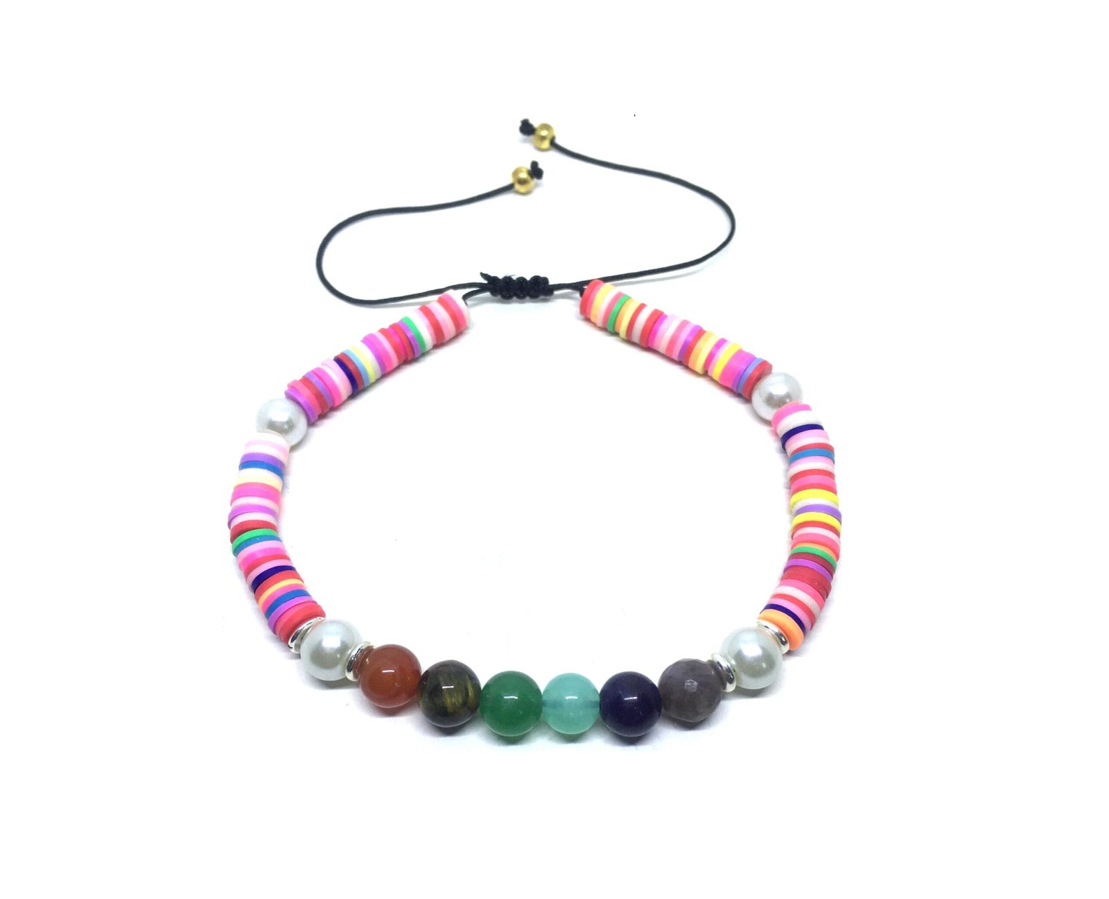 Flat Clay Bead Bracelet