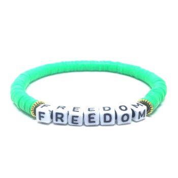 FREEDOM green Heishi Name Bracelet