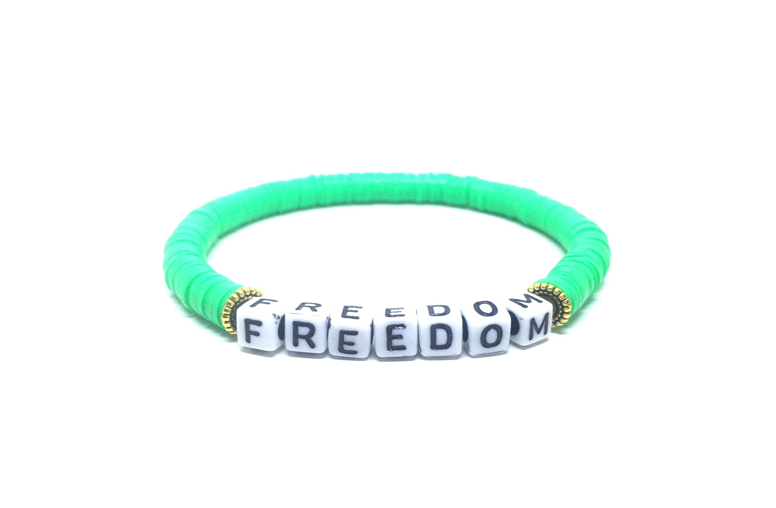 FREEDOM green Heishi Name Bracelet