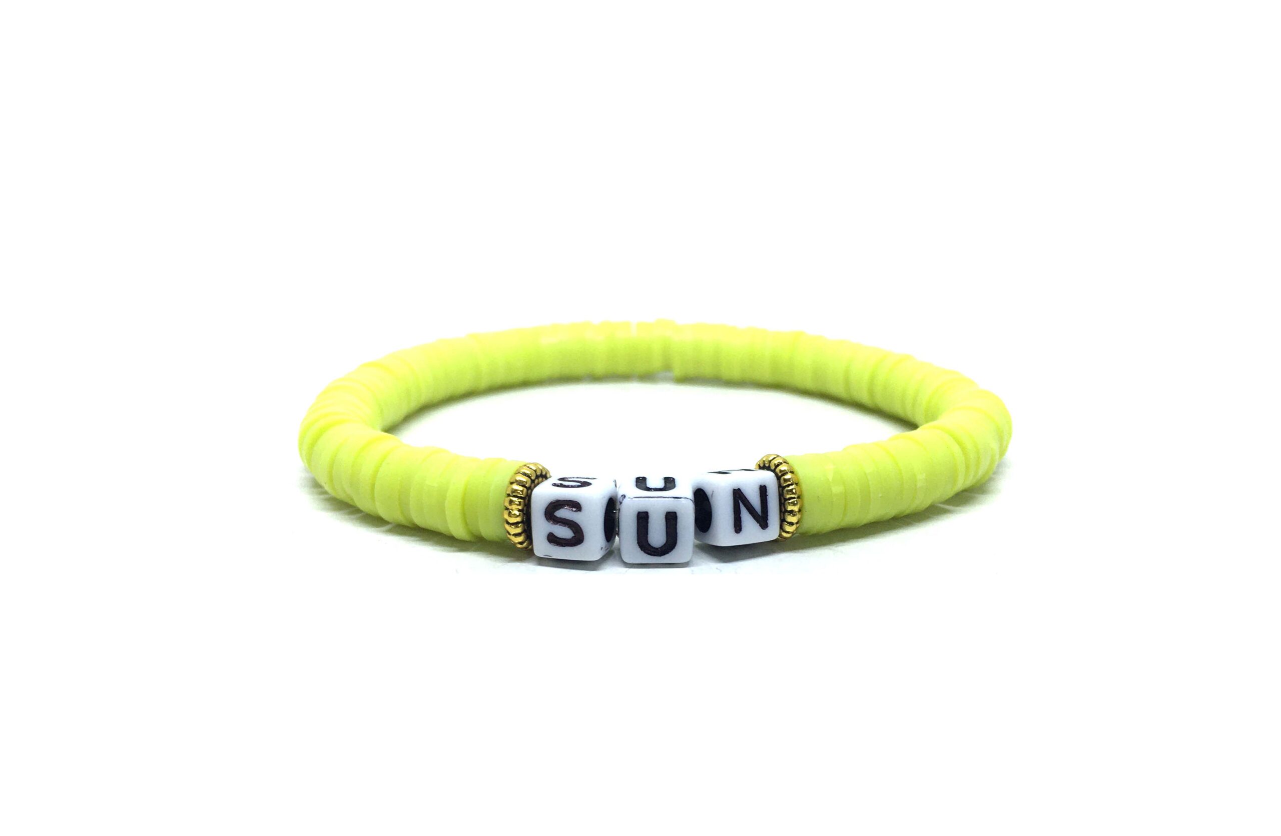 SUN Yellow Heishi Name Bracelet