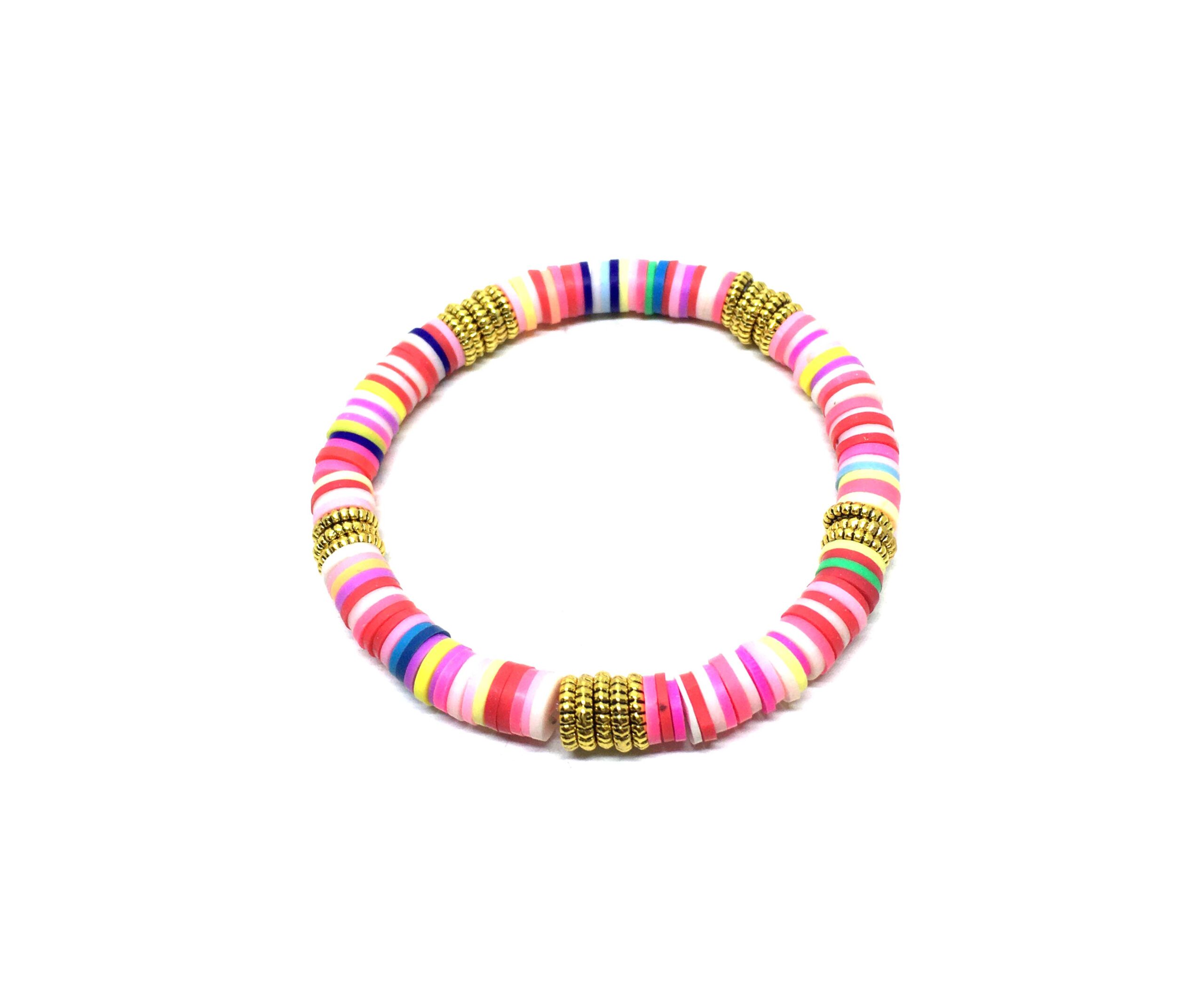 multicolor Clay Disc Bracelet