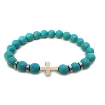 Turquoise Natural Stone Cross Bracelet