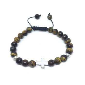 Mens Beaded Cross Bracelet