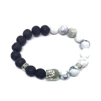 Howlite Lava Stone Buddha Bracelet