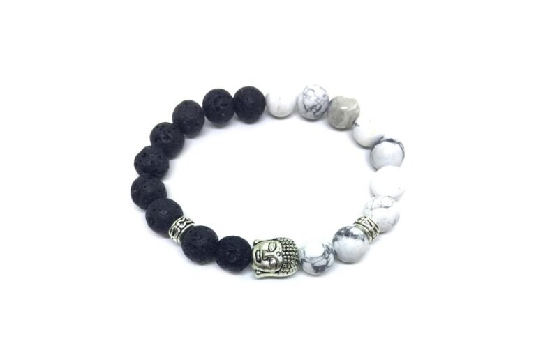 Howlite Lava Stone Buddha Bracelet