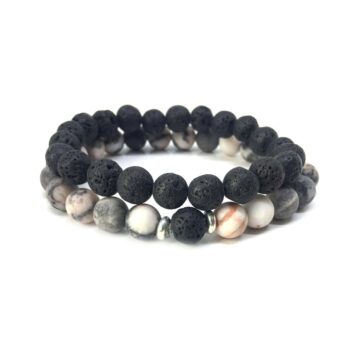 Black Silk Stone & Lava Matching Bracelets For Boyfriend And Girlfriend