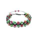 Macrame Green & Red Crystal Bracelet