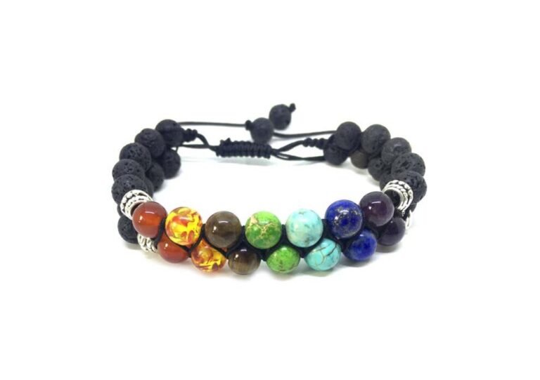 Macrame 7 Chakra Lava Stone Bracelet