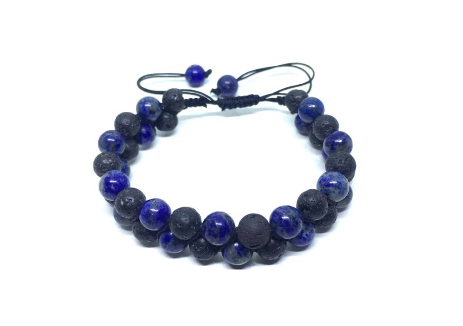 Macrame Lava Lapis Lazuli Stone Bracelet