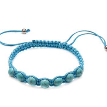Blue Macrame Turquoise Bead Bracelet