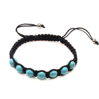 Black Macrame Turquoise Bead Bracelet