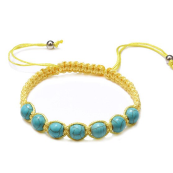 Yellow Macrame Turquoise Bead Bracelet
