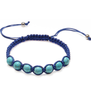Navy Blue Macrame Turquoise Bead Bracelet