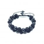 Black Shiny & Lava Bead Bracelet