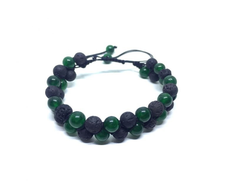 Jade green & Lava Stone Bracelet