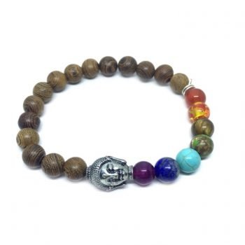 Wooden Bead Buddha Chakra Bracelet