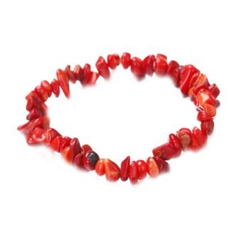 Red Coral Crystal Chip Bracelet