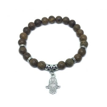 Wooden Bead Hamsa Bracelet