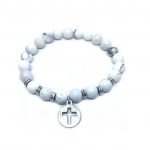 Howlite Cross Charm Bracelet