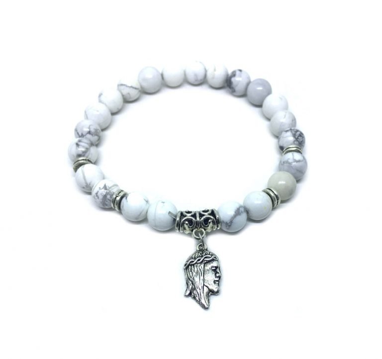 Howlite Jesus Charm Bracelet