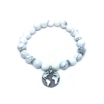 Howlite Earth Charm Bracelet