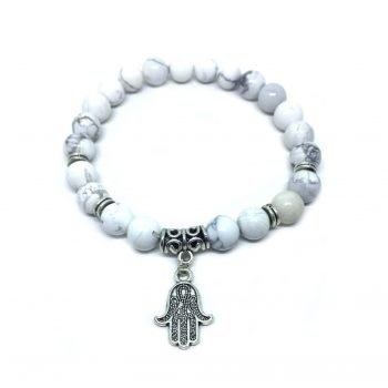 Howlite Hamsa Charm Bracelet