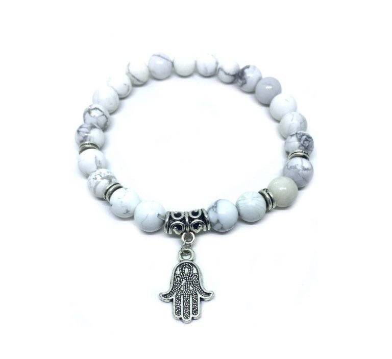 Howlite Hamsa Charm Bracelet