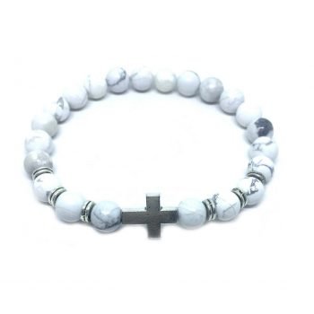 Howlite Cross Bracelet