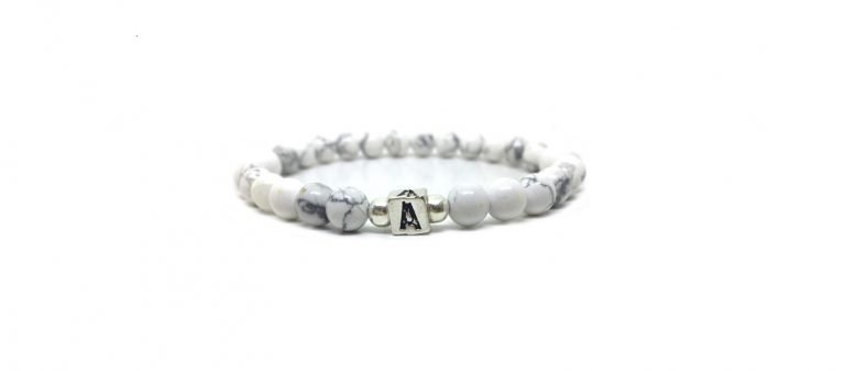 Howlite Beaded Initial Bracelet