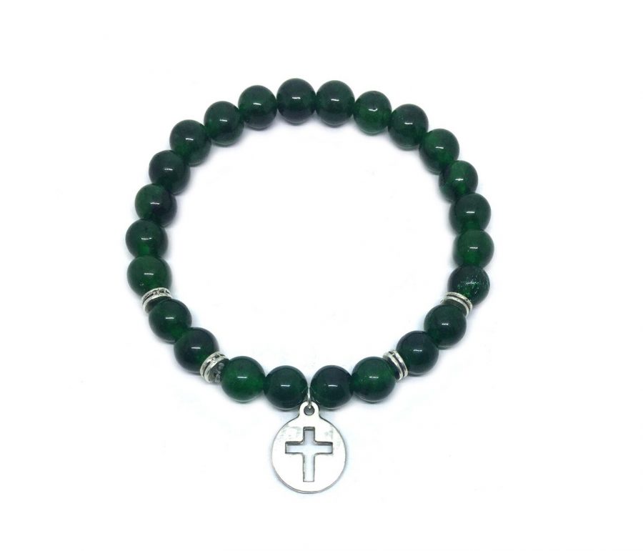 Jade Cross Charm Bracelet
