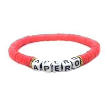 Red Heishi Name Bracelet