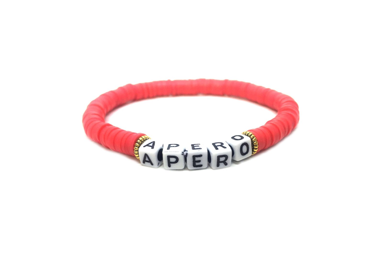 Red Heishi Name Bracelet