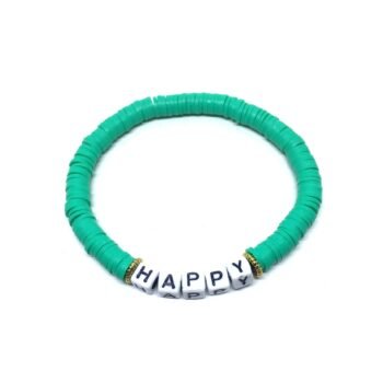 Green Heishi Happy Name Bracelet