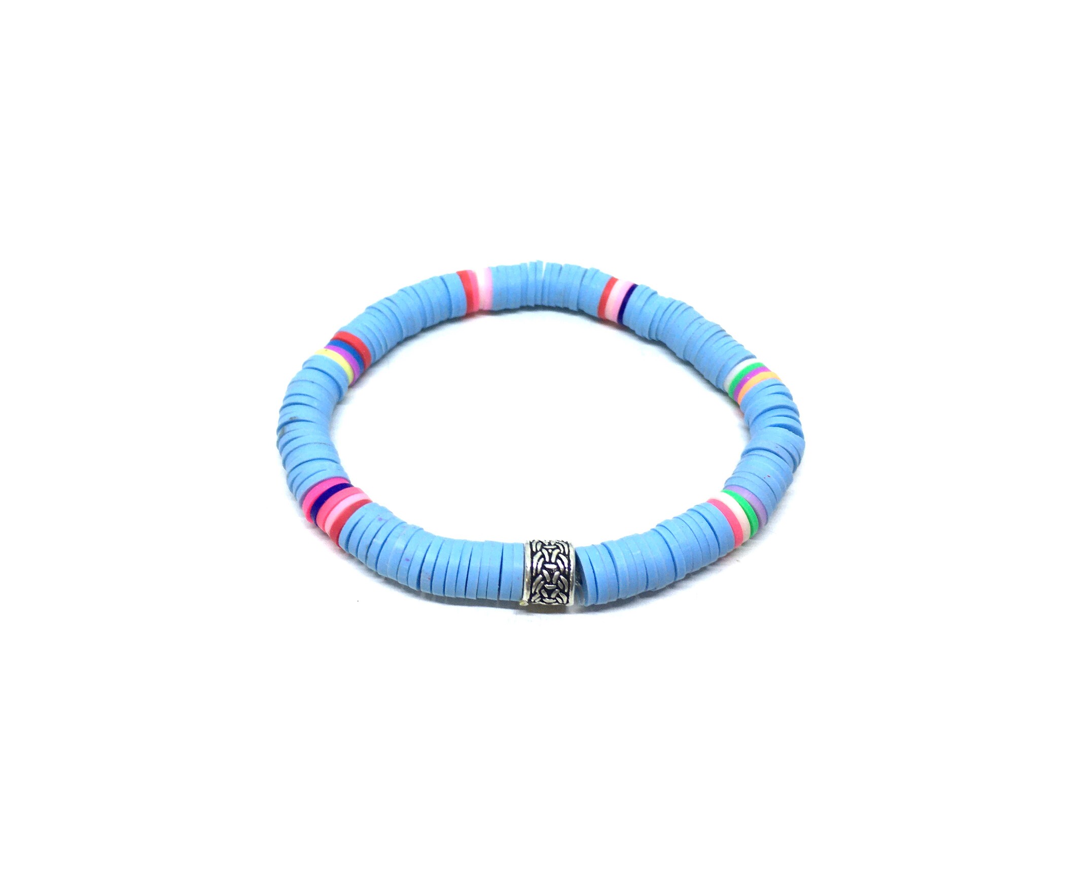 Sky Blue Fimo Bead Bracelet