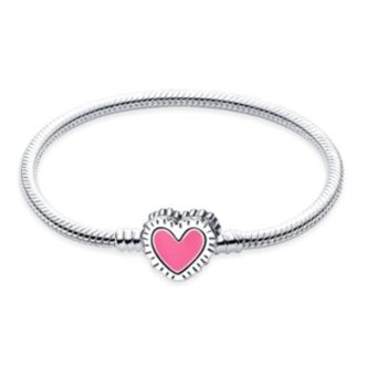 Pink Heart Snake Chain Bracelet