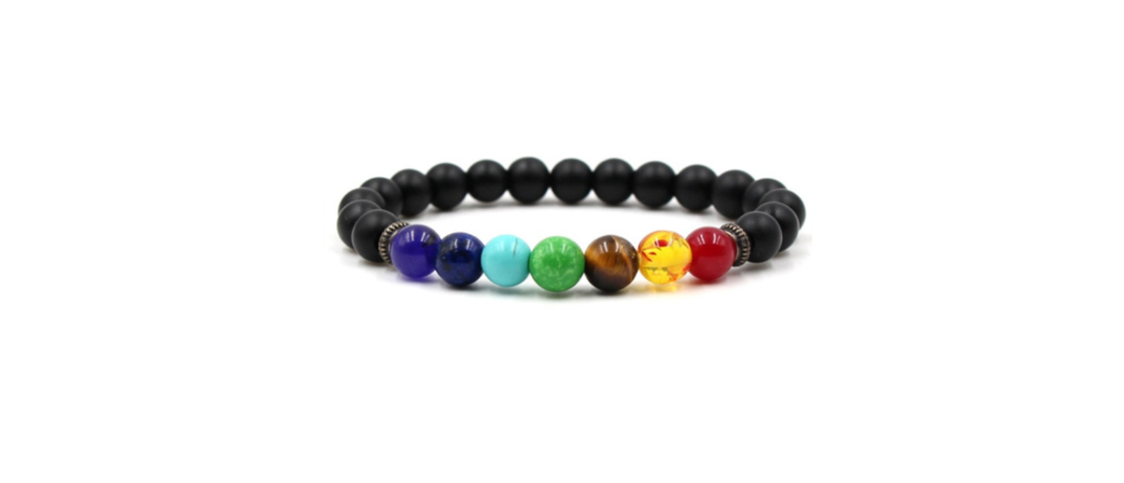 Black Bead Chakra Bracelet