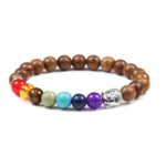 Wooden Bead Chakra Bracelet with Buddha