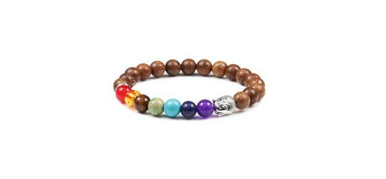 Wooden Bead Chakra Bracelet with Buddha