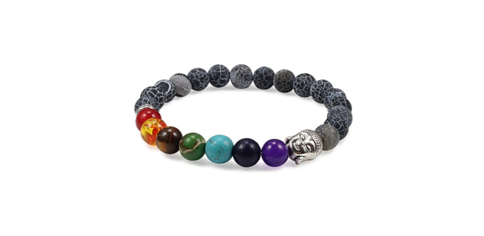 Agate Cracked Bead Buddha Chakra Bracelet