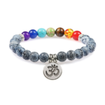 ZCHAK-073 Agate Cracked Chakra Bracelet with Om Charm