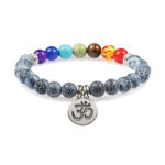 Agate Cracked Chakra Bracelet with Om Charm