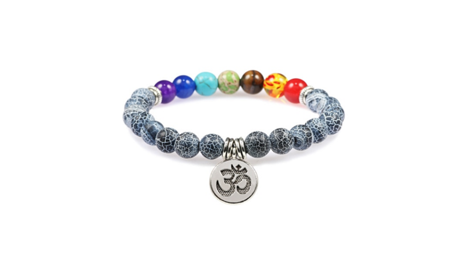 Agate Cracked Chakra Bracelet with Om Charm